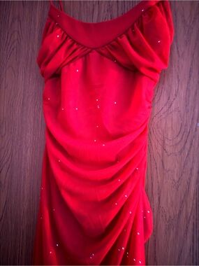 Blondie Nites Red Evening Dress with Sparkle Accents- WORN ONCE